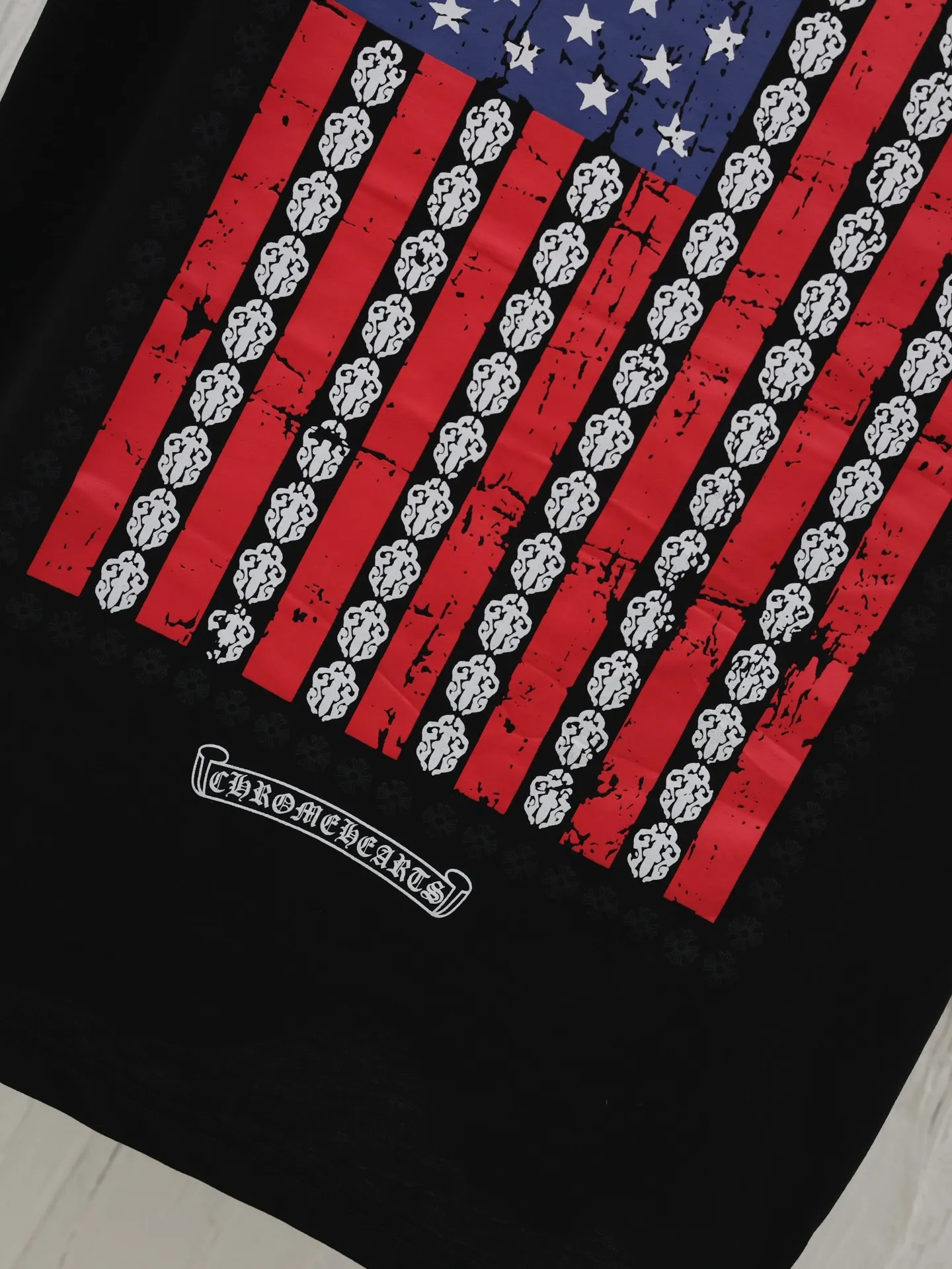 🅿️290 Chrome hearts*/Chrome Hearts 25 new flag rolled short-sleeved T-shirt. The fabric is made of 26 weave 200 grams of cotton. The printing uses a variety of printing techniques. Customized accessories Size: S/M/L